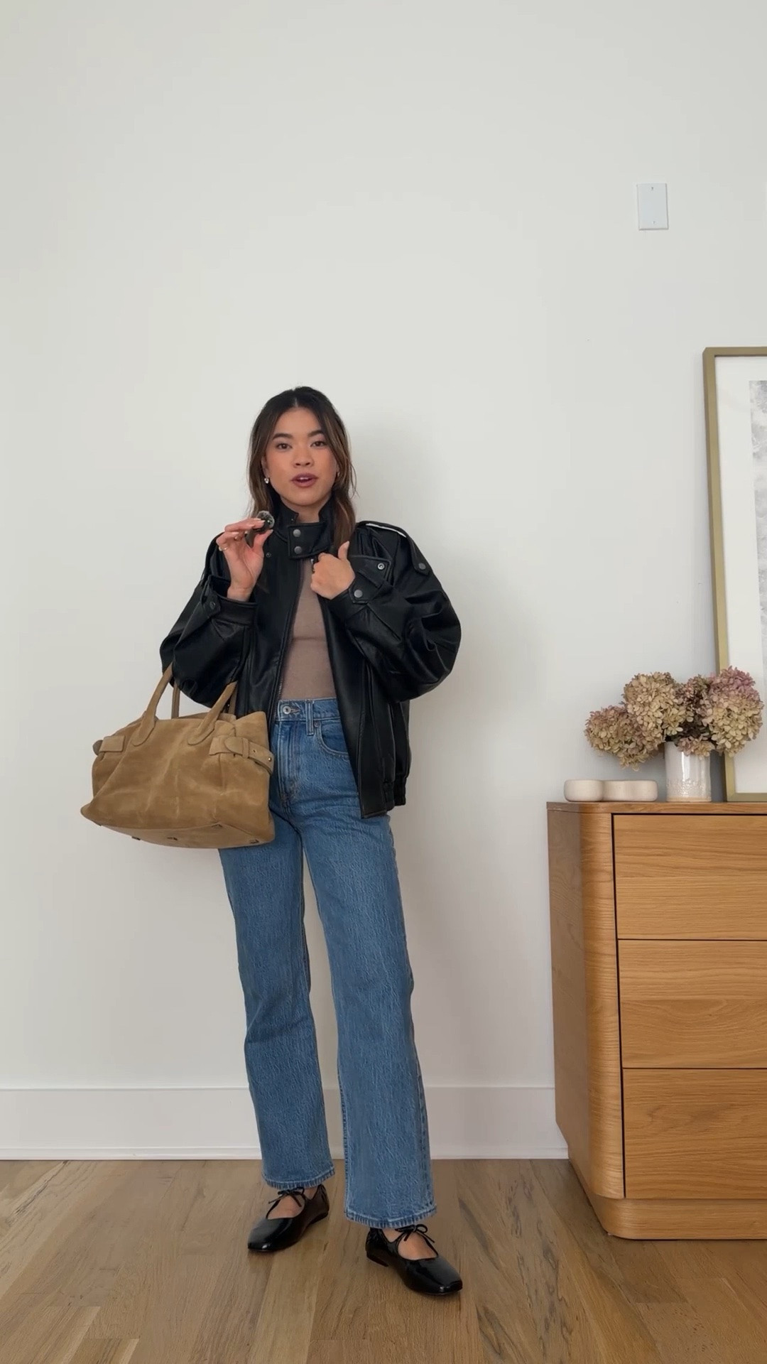 Are you looking for a leather jacket for fall? This @abercrombie leather jacket is one of the cutest!
Use my Abercrombie stackable discount code AFCHLOE for an additional 15% off. Be sure to shop the Abercrombie denim sale 25-50% off all jeans & 20% off almost everything else now until Aug 10th!

Sizing info:
-Abercrombie A&F West Village Vegan Leather Bomber Jacket (Size XS in Black)
-Abercrombie Bra-Free Rib High-Neck Tank (Size XS in Light Brown)
-Abercrombie High Rise 90s Relaxed Jean (Size 23 Extra Short in Medium Wash)
-Abercrombie Scrunch Vegan Leather Mary Jane Flat (Size 6 in Black) 



Petite style, petite fashion, mom outfit, mom style, petite pants, petite outfit ideas, petite outfits, best pants for petite, petite denim, spring style, spring outfits, vacation outfits, summer outfits, fall jeans, fall pants, fall cardigan, autumn top, petite fall outfits, abercrombie jeans, fall sale, Abercrombie sale, sale, leather jacket, black jacket, fall jacket, abercrombie jacket,


Denim Promo: *Offer valid online only August 5, 2026 to August 10, 2026 in US/CA. Excludes clearance. Online price reflects discount.
Extra 20% Off: *Offer valid in stores and online August 5, 2026 to August 10, 2026 in US/CA. Exclusions apply as indicated. Online price reflects discount.
Promo Code: *Use code AFCHLOE to get an additional 15% off almost everything in stores and online at checkout from August 5, 2026 to August 10, 2026 in US/CA. Exclusions apply. See details online.

#LTKootd #LTKSeasonal #LTKSaleAlert