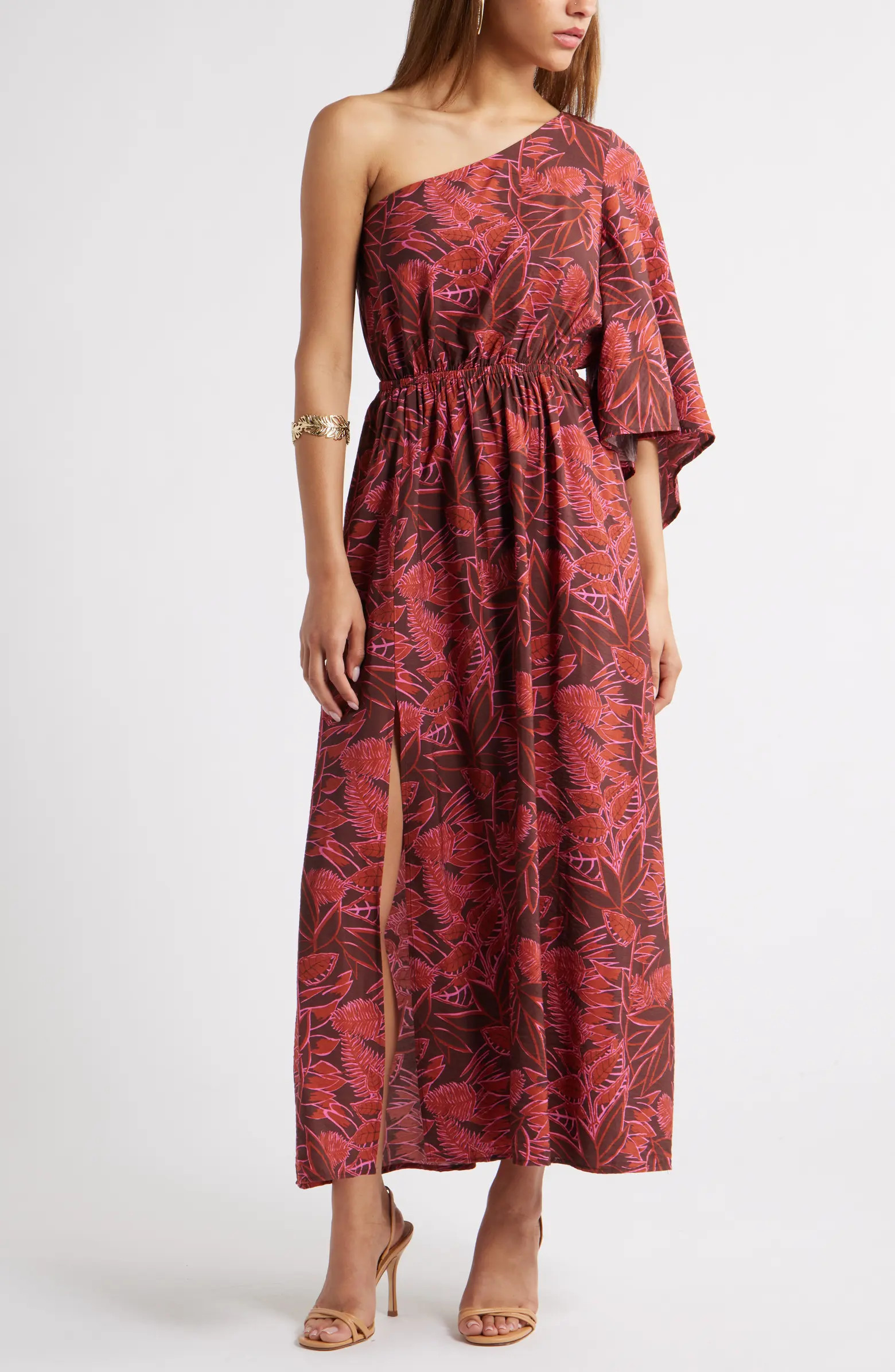 Floral One-Shoulder Maxi Dress | Nordstrom