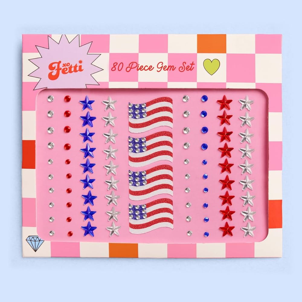 xo, Fetti America Face Gems - 80 pcs. | USA Face Stickers, 4th of July Rhinestone Accessory, Coun... | Amazon (US)