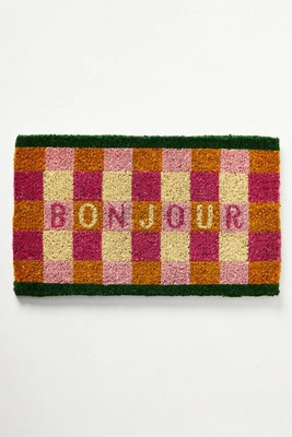 Bonjour Gingham Doormat | Anthropologie (US)