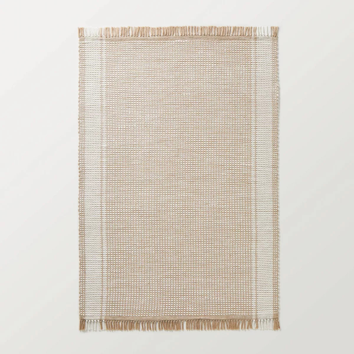 Wide Border Stripe Handmade Woven Area Rug Tan/Cream - Hearth & Hand™ with Magnolia | Target