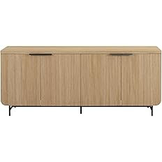 Walker Edison Reema Fluted 4-Door Kitchen Sideboard Buffet Console, 69 Inch, Coastal Oak | Amazon (US)