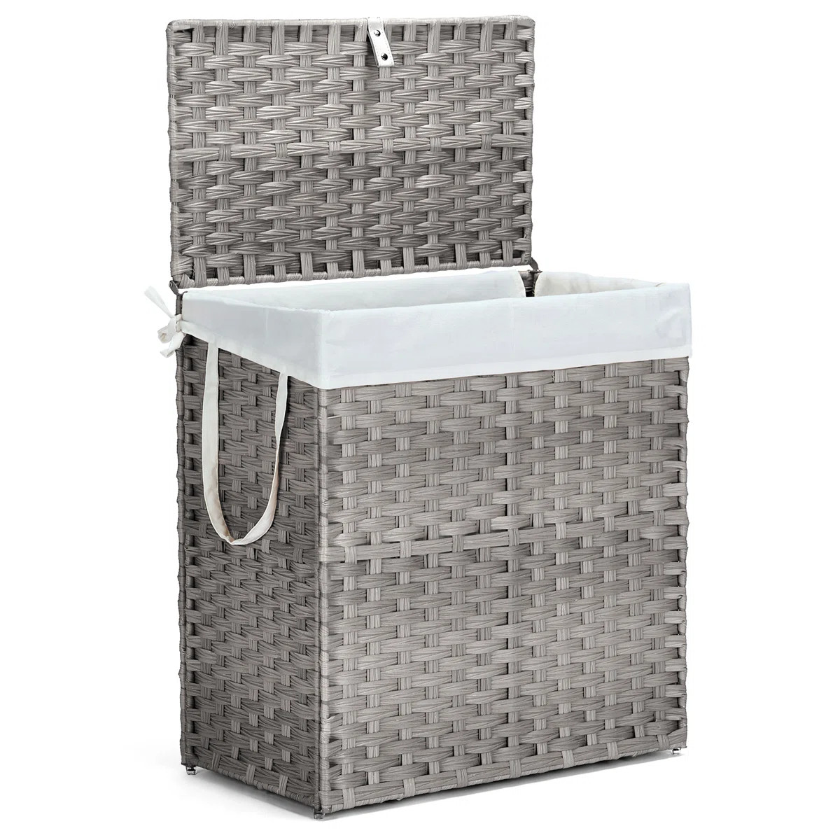 Wicker Laundry Hamper with Lid, 90L/110L Storage Capacity Wicker Clothes Basket with Handle and R... | Wayfair North America