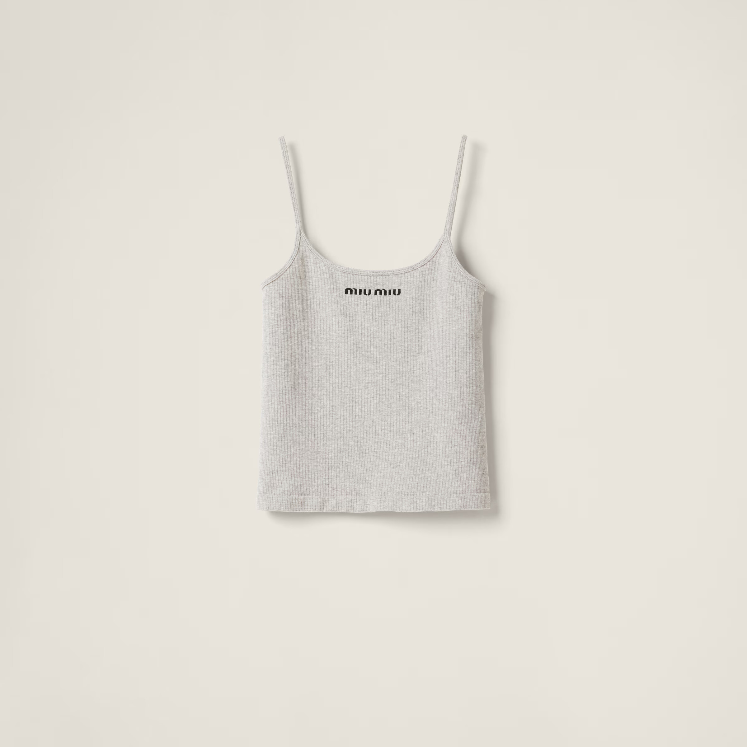 Grey Seamless Mélange Top | Miu Miu | Miu Miu US