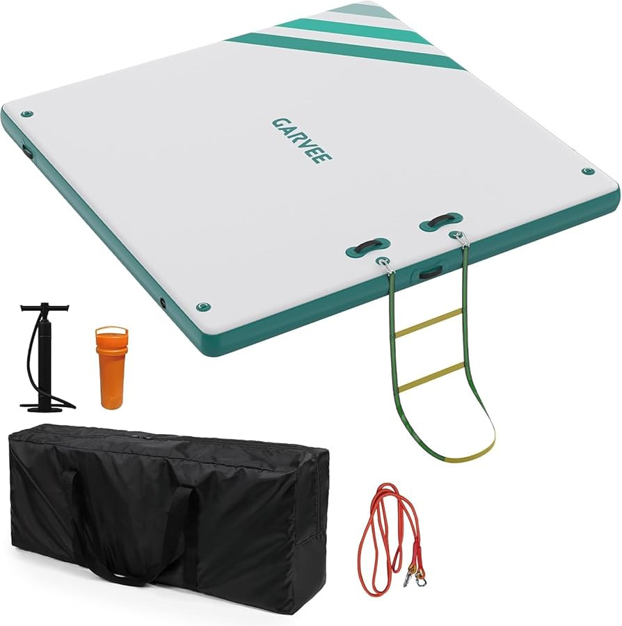 Garvee Inflatable Floating Dock Air Dock Platform Floating Island Raft with Rope Ladder Non-Slip ... | Amazon (US)