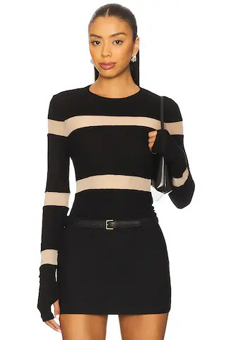 Vex Long Sleeve Fitted Top in Black & Nude | Revolve Clothing (Global)