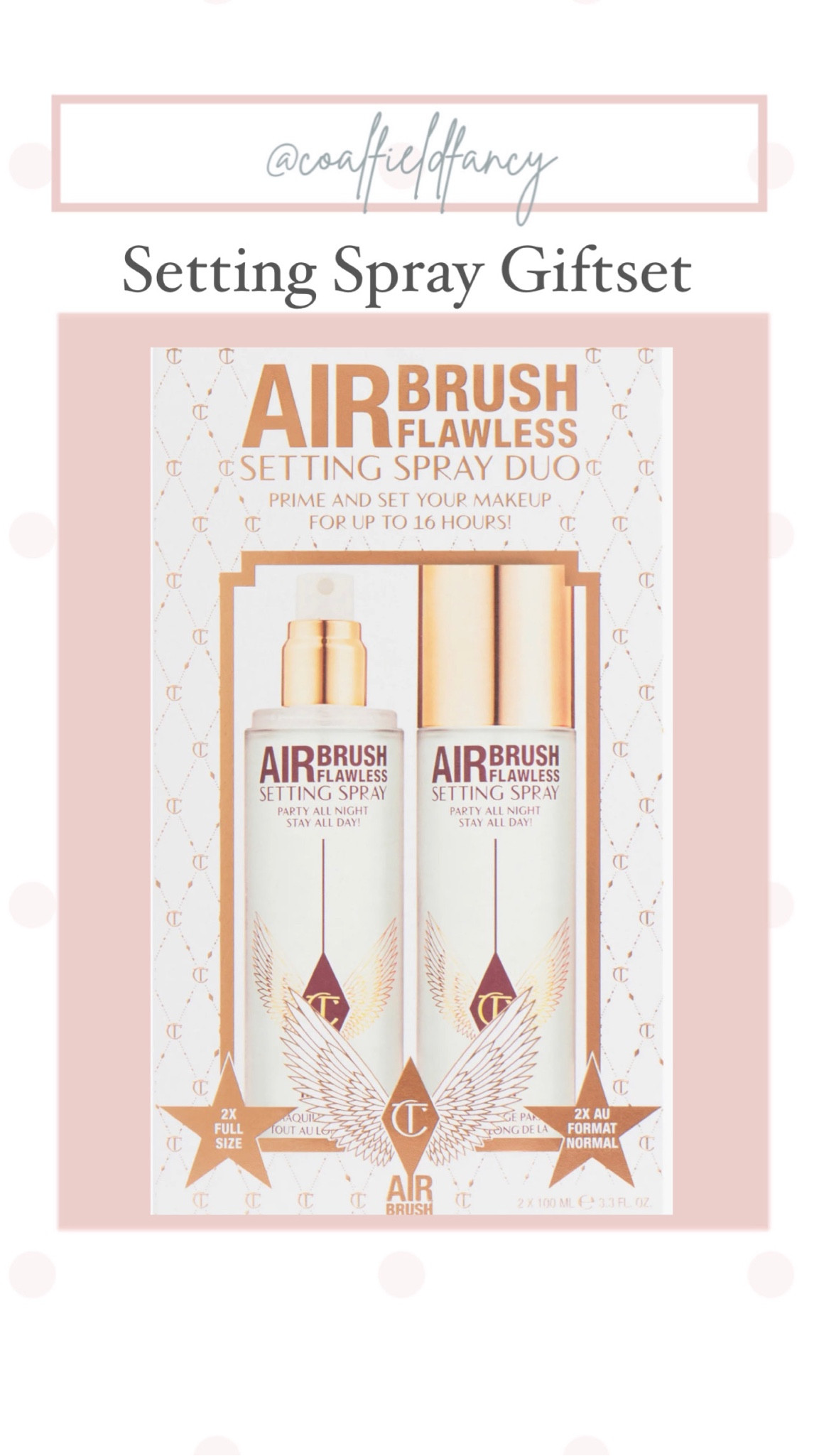 Charlotte Tilbury Flawless Air Brush Setting Spray Duo Giftset
Holiday Giftset 

#LTKHoliday #LTKover40 #LTKGiftGuide