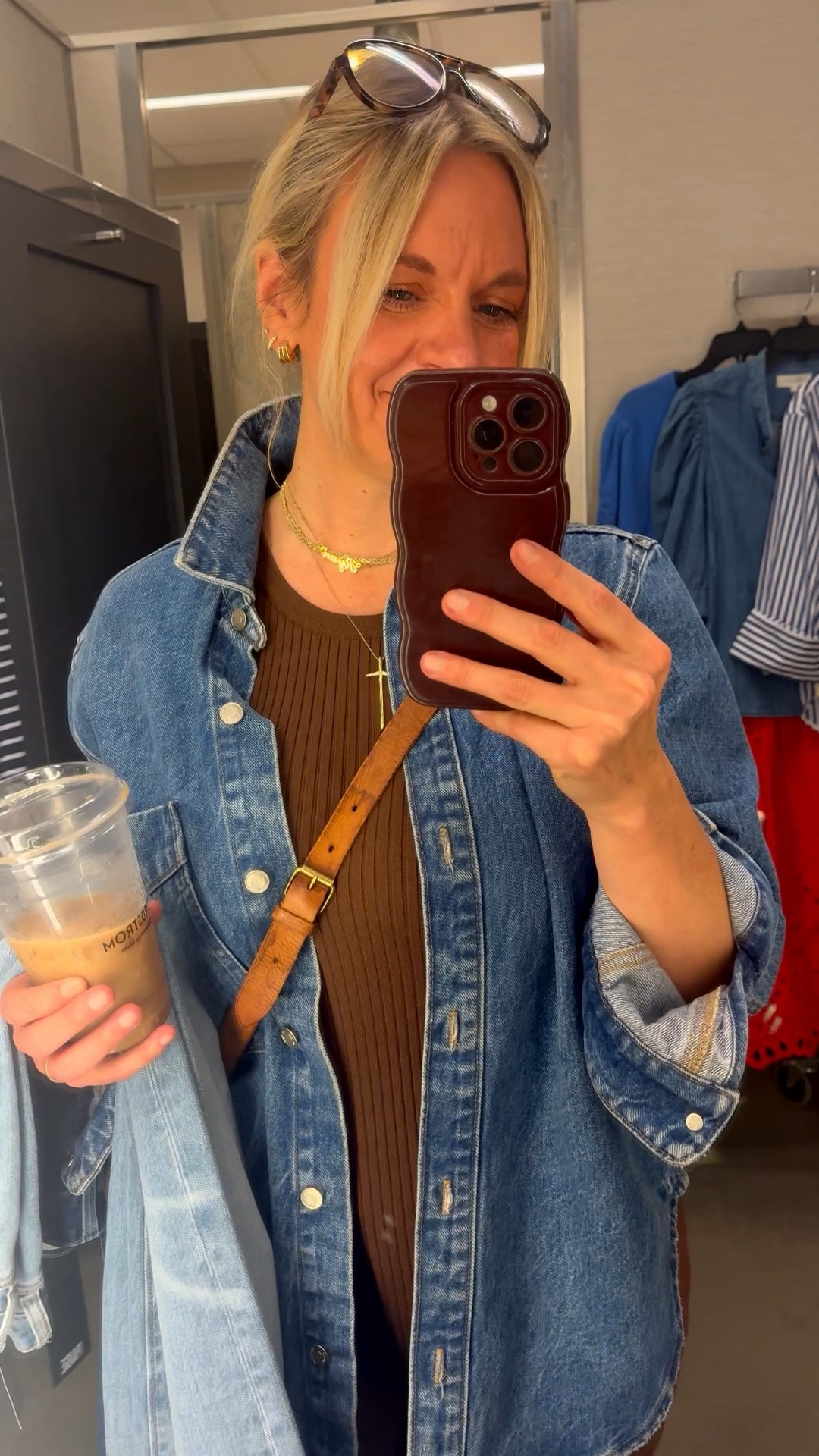 Here are 3 reasons a fitted midi dress is the easiest thing to style in your closet 👇

🤎It's a complete outfit on its own. No coordinating separates, no wondering if things go together — a fitted midi dress is one piece that does all the work. Everything you add on top is just a bonus.

🤎It works with literally every layering piece you own. Denim jacket, blazer, cardigan, cropped tee — throw anything over it and it looks intentional. The fitted silhouette plays well with everything because it never competes for attention.

🤎Your shoe choice completely transforms the vibe. Heels make it dressy, sandals make it casual, and a great sneaker makes it effortlessly cool. One dress, completely different outfits depending on what's on your feet.

OOTD while setting up for a client personal shopping appointment ✨ Oversized denim shirt jacket + fitted ribbed brown midi dress + leopard Adidas + layered necklaces. All from my own closet — linked the closest versions I could find. Everything shoppable below! 👇

#LTKdayinmylife #LTKootd #LTKOver40