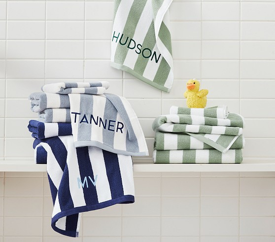 Rugby Stripe Bath Towels | Pottery Barn Kids