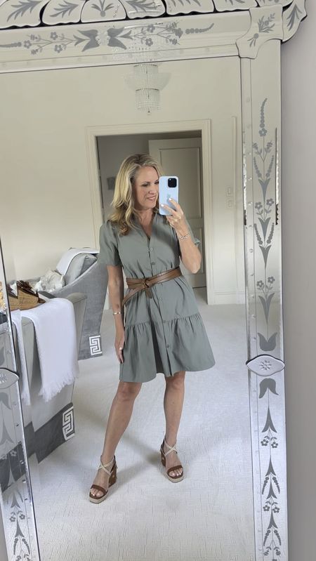Brochu Walker All the perfect Spring neutrals for anywhere you want to go! Agave army green mini Havana dress with short sleeves and tiered ruffle skirt Leather wrap belts 

All fit true to size I’m 5’2” tall and wearing XS

#LTKSeasonal #LTKstyletip #LTKover40