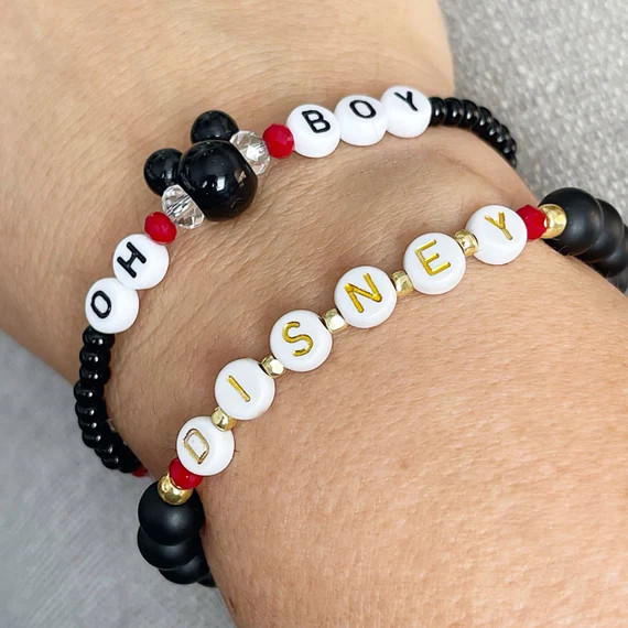 Disney Individual Beaded Bracelet  Stretch Bracelet  | Etsy | Etsy (US)