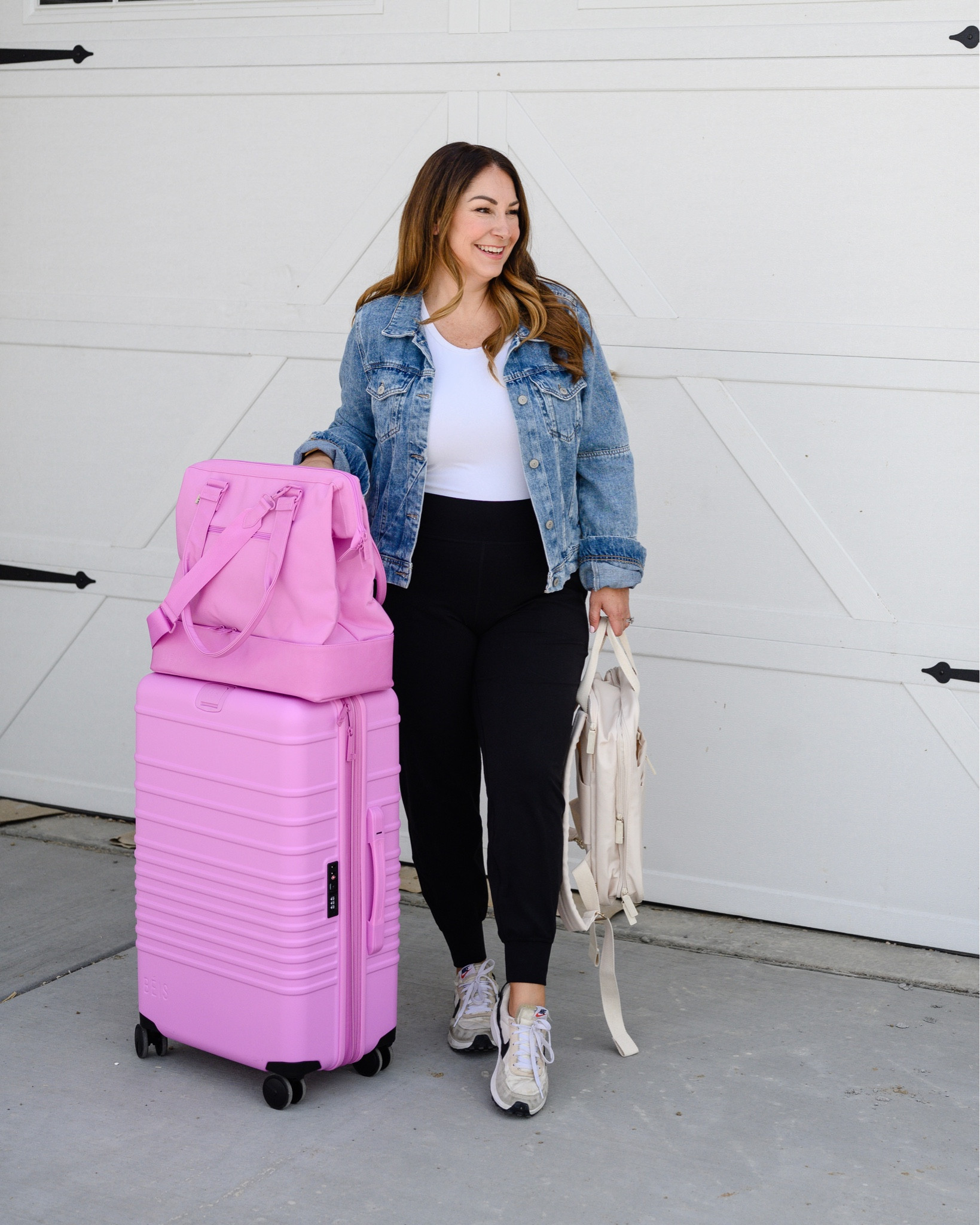 Travel outfit 
Tank and joggers tts, 12 // jacket tts, L 

#LTKover40 #LTKtravel #LTKmidsize