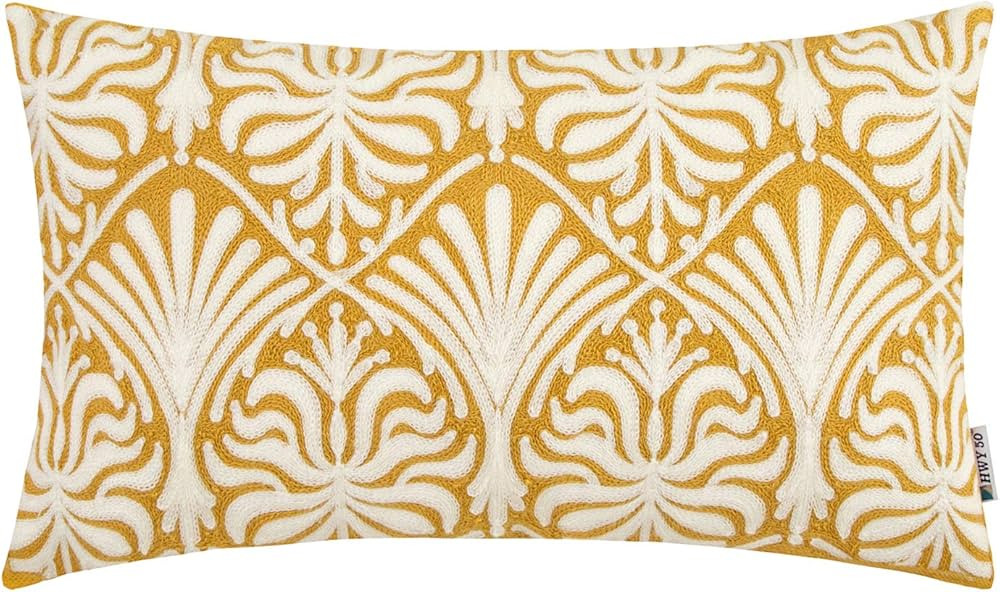 HWY 50 Mustard Yellow Rectangle Throw Pillow Cover 12x20 Inch for Couch Sofa Living Room, Decorat... | Amazon (US)