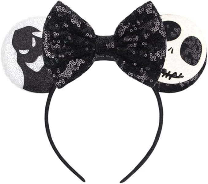 CLGIFT Halloween Minnie Mouse Ears, Orange Minnie Ears, Black Mickey Mouse Ears Headband, Hallowe... | Amazon (US)