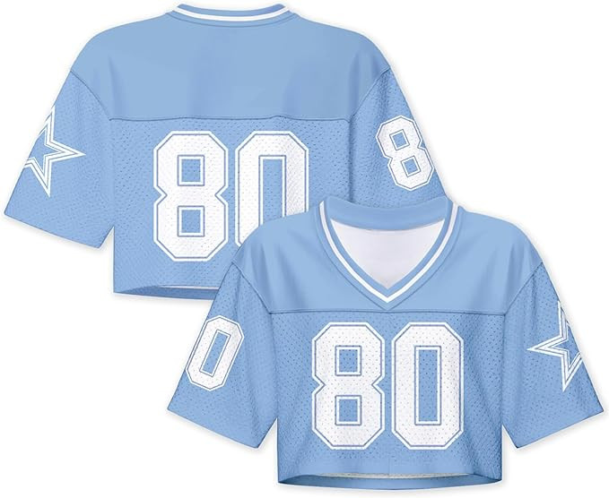 Jiveels Cropped Top Jersey for Women Y2k Hip Hop Plain Football Jersey Crop Top V Neck Short Slee... | Amazon (US)