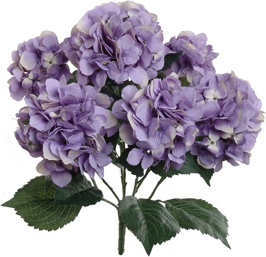 Hydrangea Silk Flower Bush, Seven Heads Per Bush, UV Resistant, Indoor & Outdoor Silk Plant, Adju... | Amazon (US)