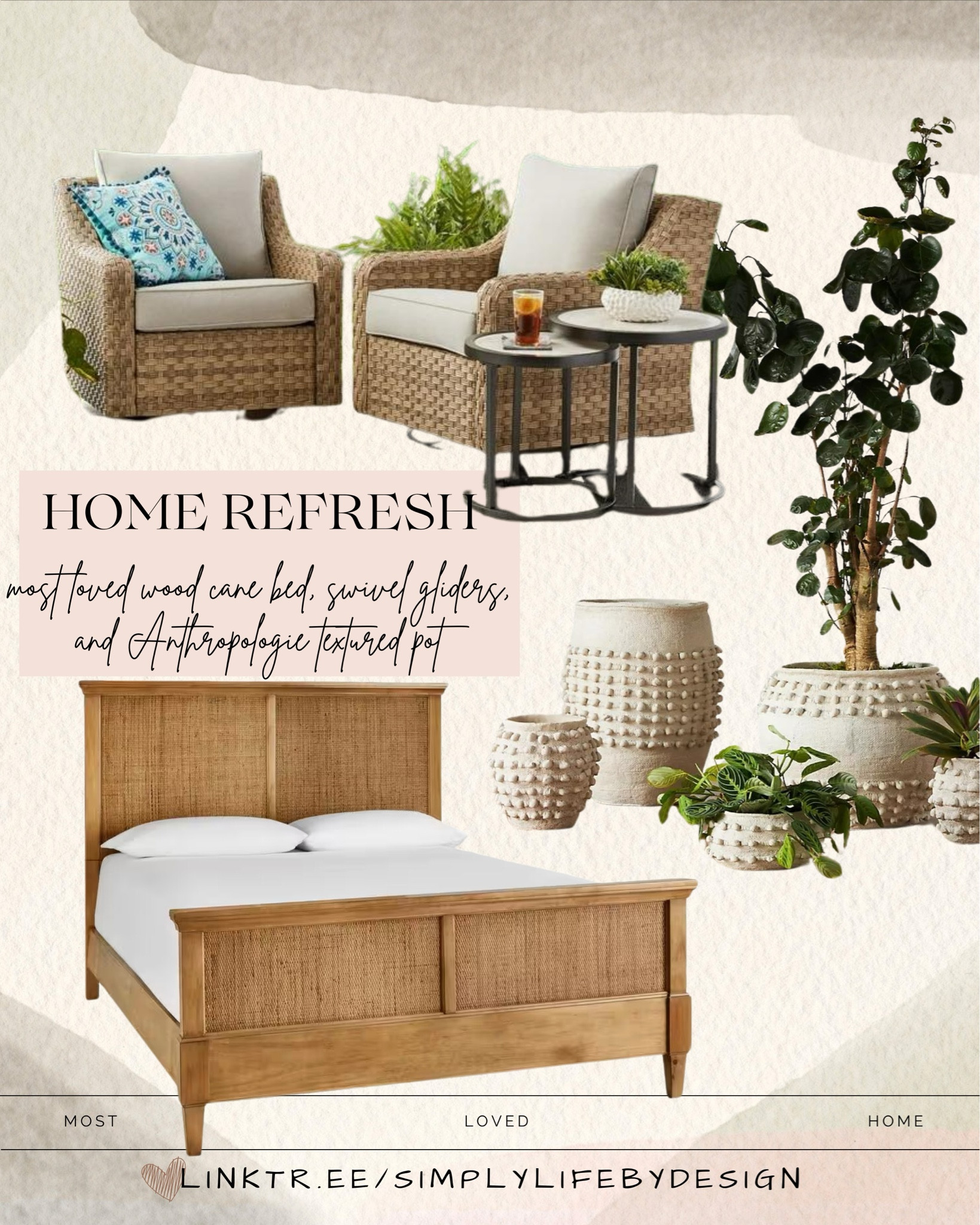 Home refresh for spring with the best selling patio swivel gliders, wood cane bed, and Anthropologie minka pots!

Bed on sale for 20% off at Home Depot and is a steal look for less at this price! 

#LTKsalealert #LTKhome #LTKSpringSale