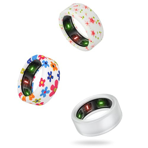 Wawoday Silicone Ring Protector Compatible with Oura Ring, 3Pack Elastic Ring Cover for Oura Ring Gen 3 for Working Out (Flora/A+Flora/B+Clear, M (11/12/13)) | Amazon (US)