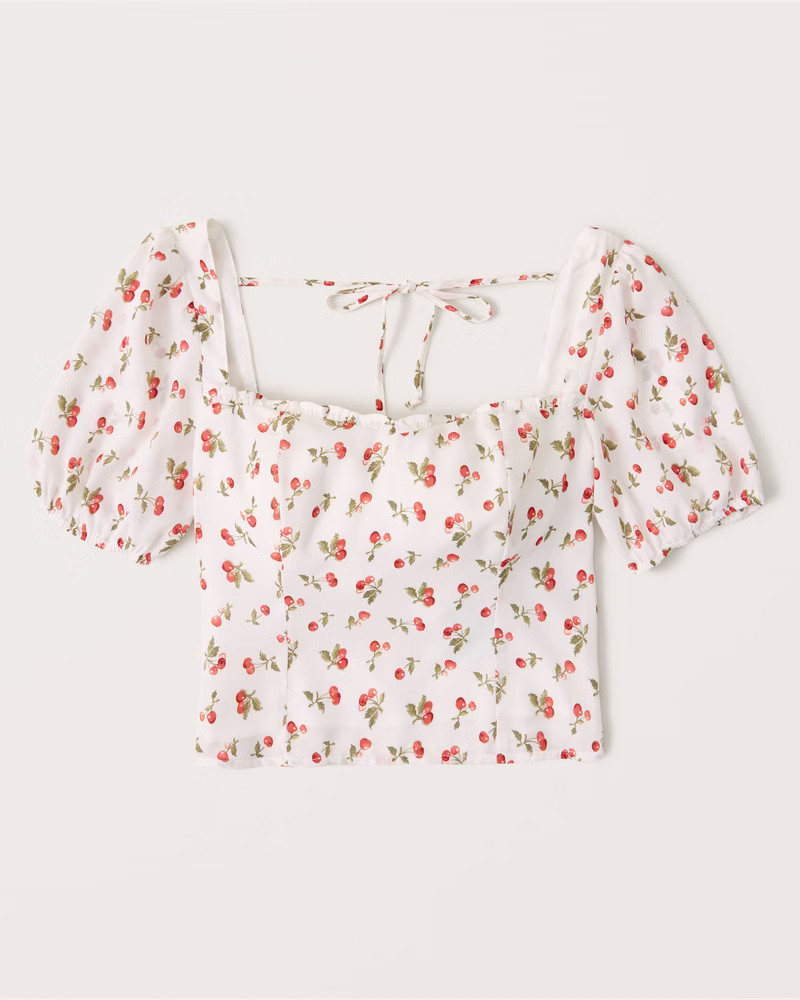 Puff Sleeve Squareneck Top | Abercrombie & Fitch (US)