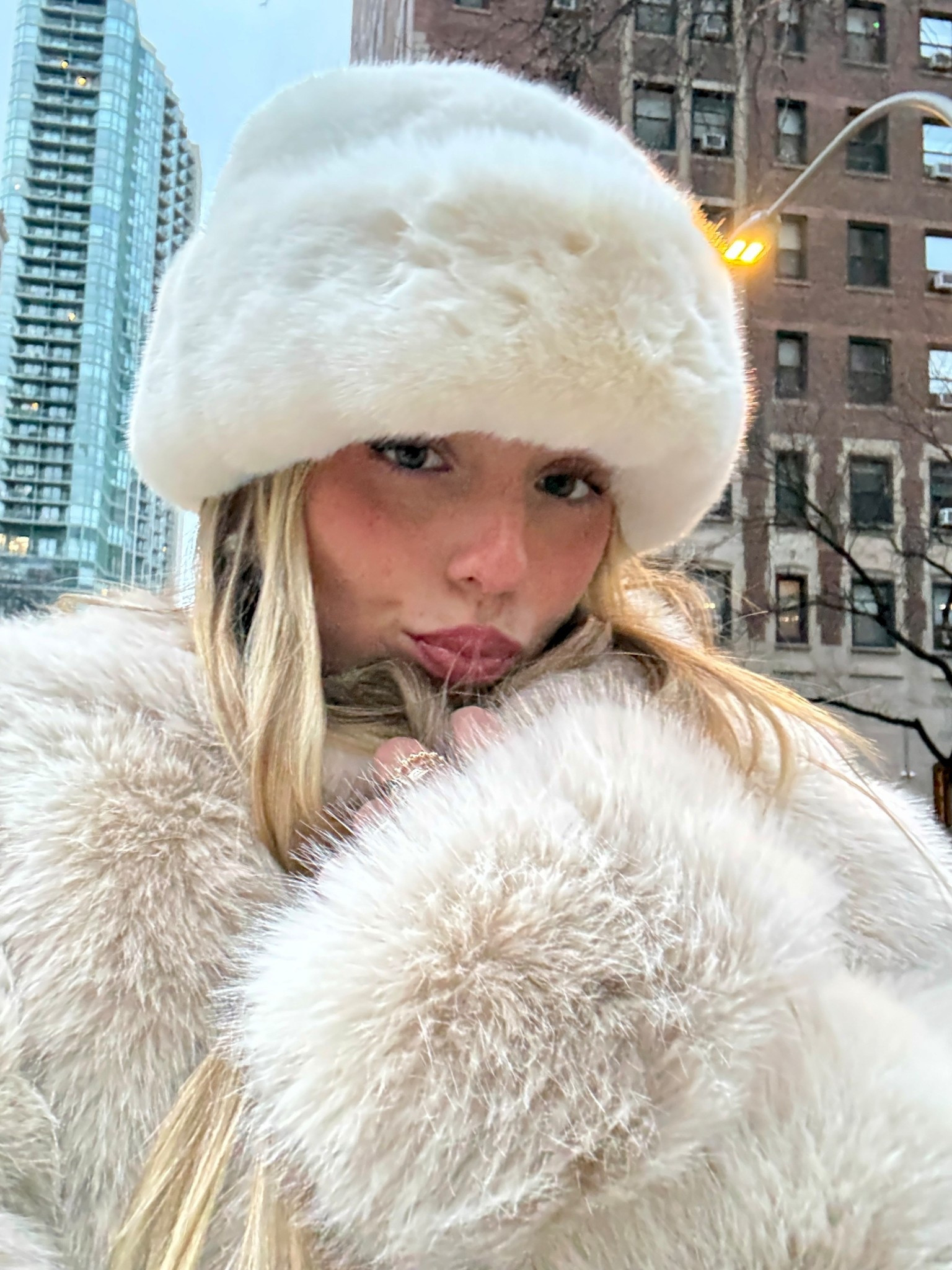 fur hat for the winter 🤍 keeps my head so warm & elevates any winter look !! 