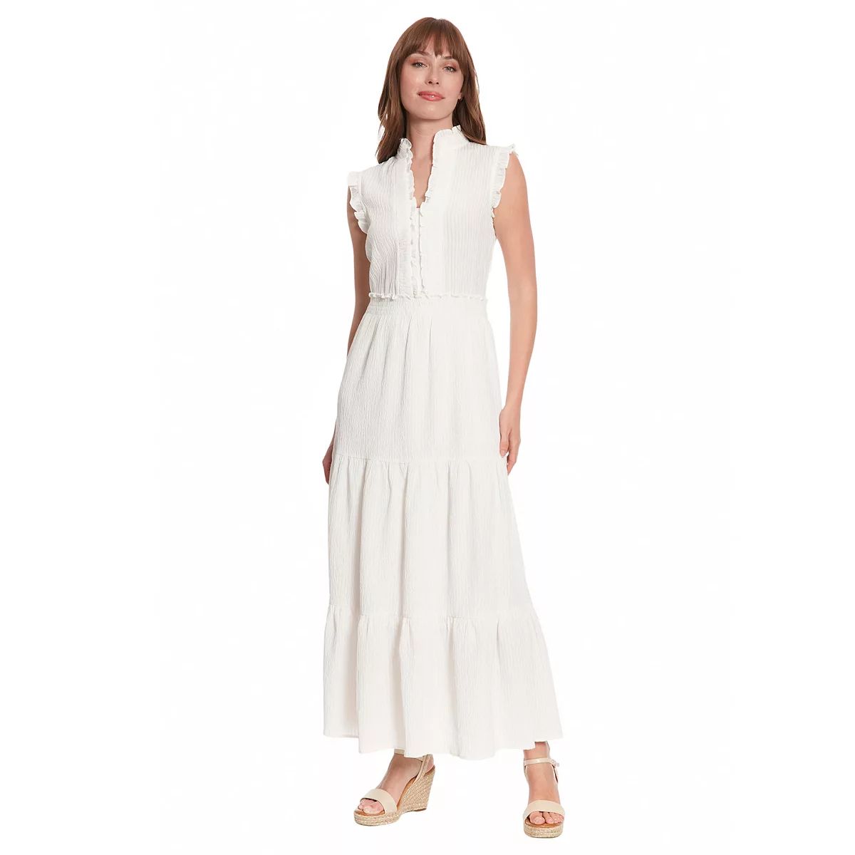 Women's London Times Smocked Waist Tiered Skirt Maxi Dress | Kohl's