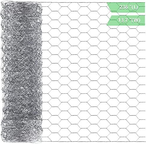 Chicken Wire 13.7 in x 236 in Poultry Wire Netting Hexagonal Galvanized Mesh Garden Fence Barrier... | Amazon (US)