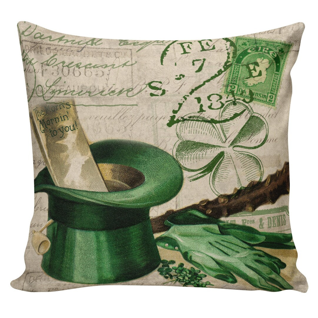 St. Patrick's Day Pillow Shamrock Pillow Throw Pillow Cover Vintage St Pattys Day Pillow Cotton C... | Etsy (US)