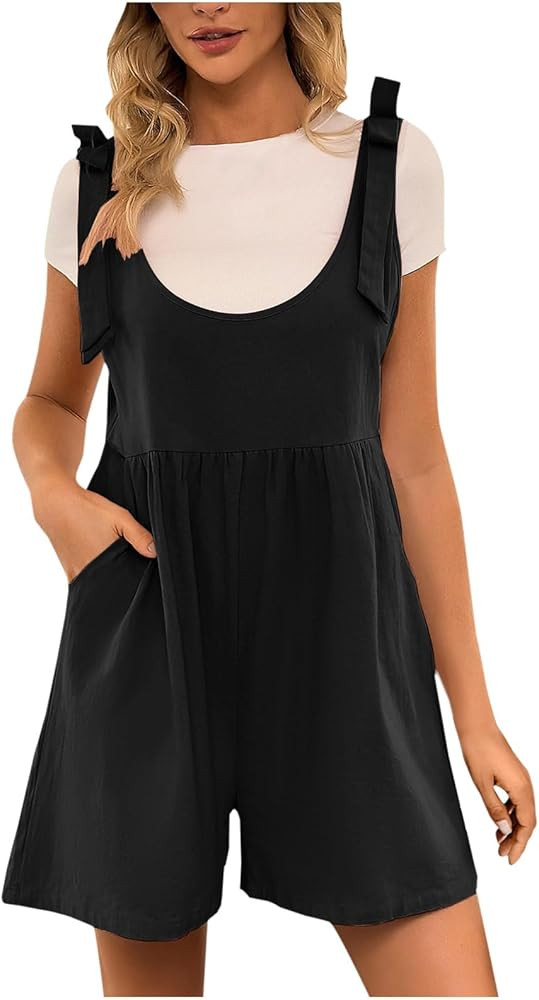 Womens Rompers Jumpsuits Casual Summer Outfits Shorts Overalls with Pockets Loose Romper Dressy S... | Amazon (US)