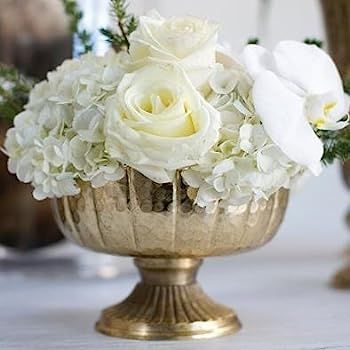 Afloral Distressed Gold Metal Compote Bowl - 5.5" Tall | Amazon (US)