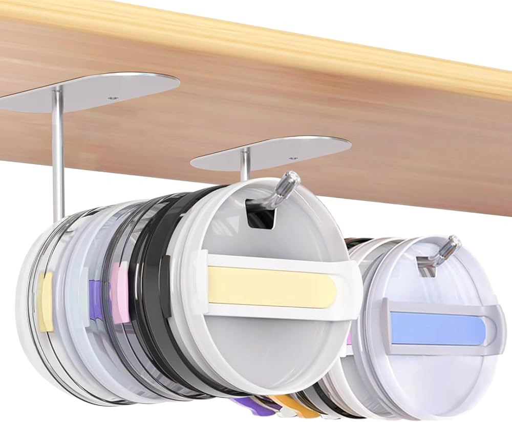 2 Pack Tumbler Lid Organizers, Cup Lid Hook for Kitchen Organizer and Storage, Self-Adhesive or D... | Amazon (US)