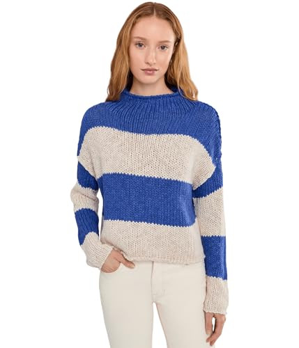 Free People, Womens, Opal Rollneck Knit Stripe Sweater, Cobalt Combo, X-Large | Amazon (US)