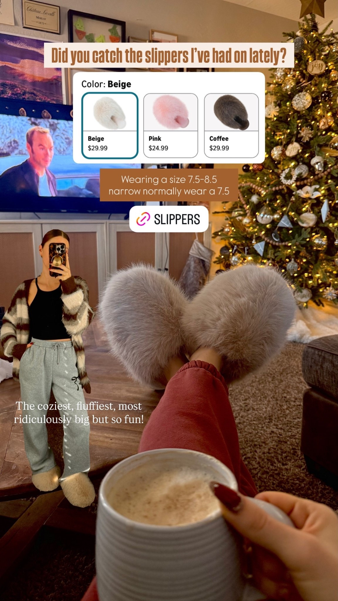 Did you catch the slippers I’ve had on lately? The coziest, fluffiest, most ridiculously big but so fun! Wearing a size 7.5-8.5 narrow normally wear a 7.5

#LTKmomlife #LTKFindsUnder50 #LTKootd