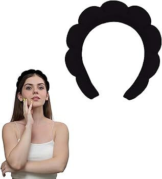 Spa Headband for Washing Face, Cute Black Makeup Headband, Puffy Spa Headband, Terry Towel Cloth,... | Amazon (US)