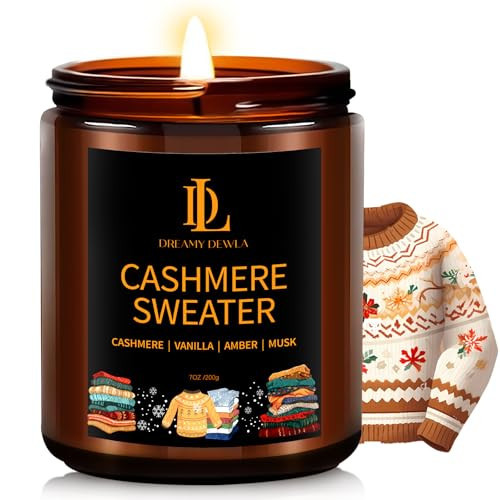 Winter Candle Cashmere Sweater Scented, Natural Soy Candles for Home Scented, 7oz Holiday Candle with 50hr Burn Time, Aromatherapy Candles Winter Holiday Gifts for Women Men | Amazon (US)