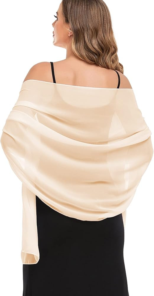 Shawls and Wraps for Evening Dresses Sheer Chiffon Women Elegant Soft Silky Wraps Wedding Bridal ... | Amazon (US)