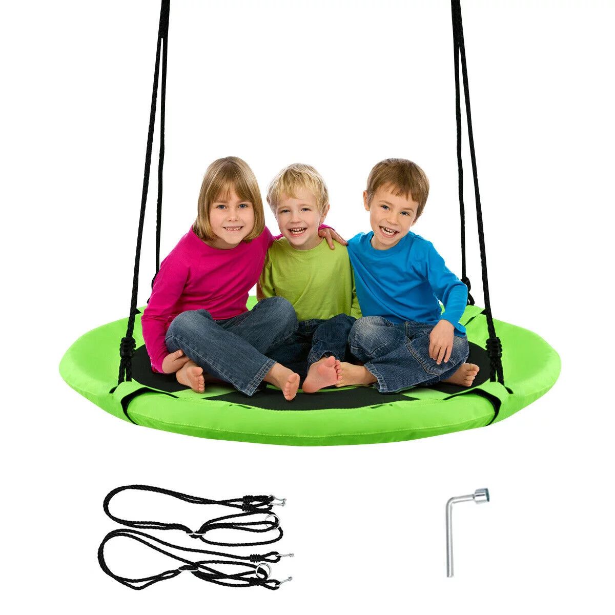 Goplus 40'' Flying Saucer Tree Swing Indoor Outdoor Play Set Kids Christmas Gift Green | Walmart (US)