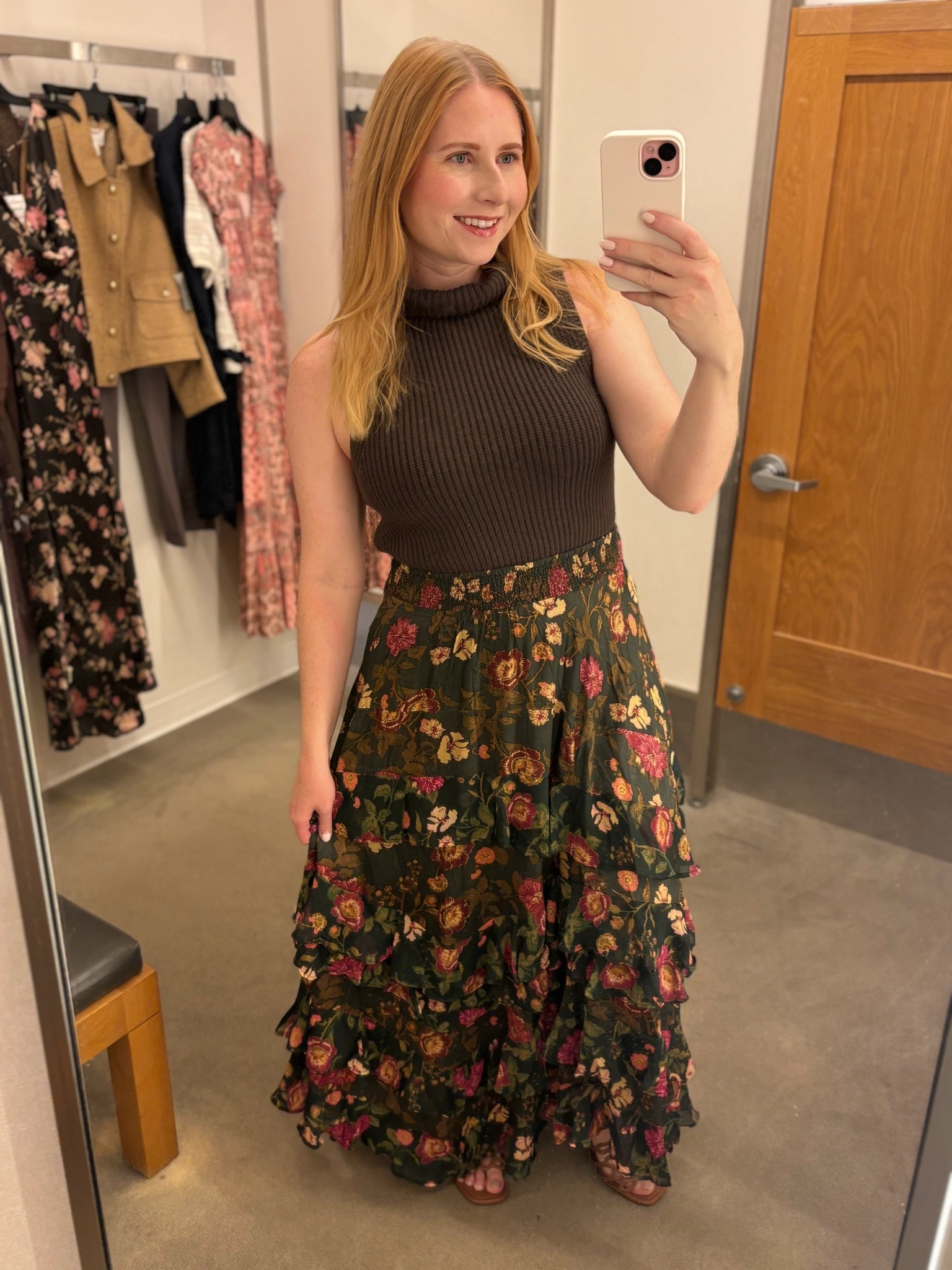 Sleeveless ribbed top size medium , floral skirt size medium // NSALE , Nordstrom sale , Nordstrom anniversary sale @nordstrom