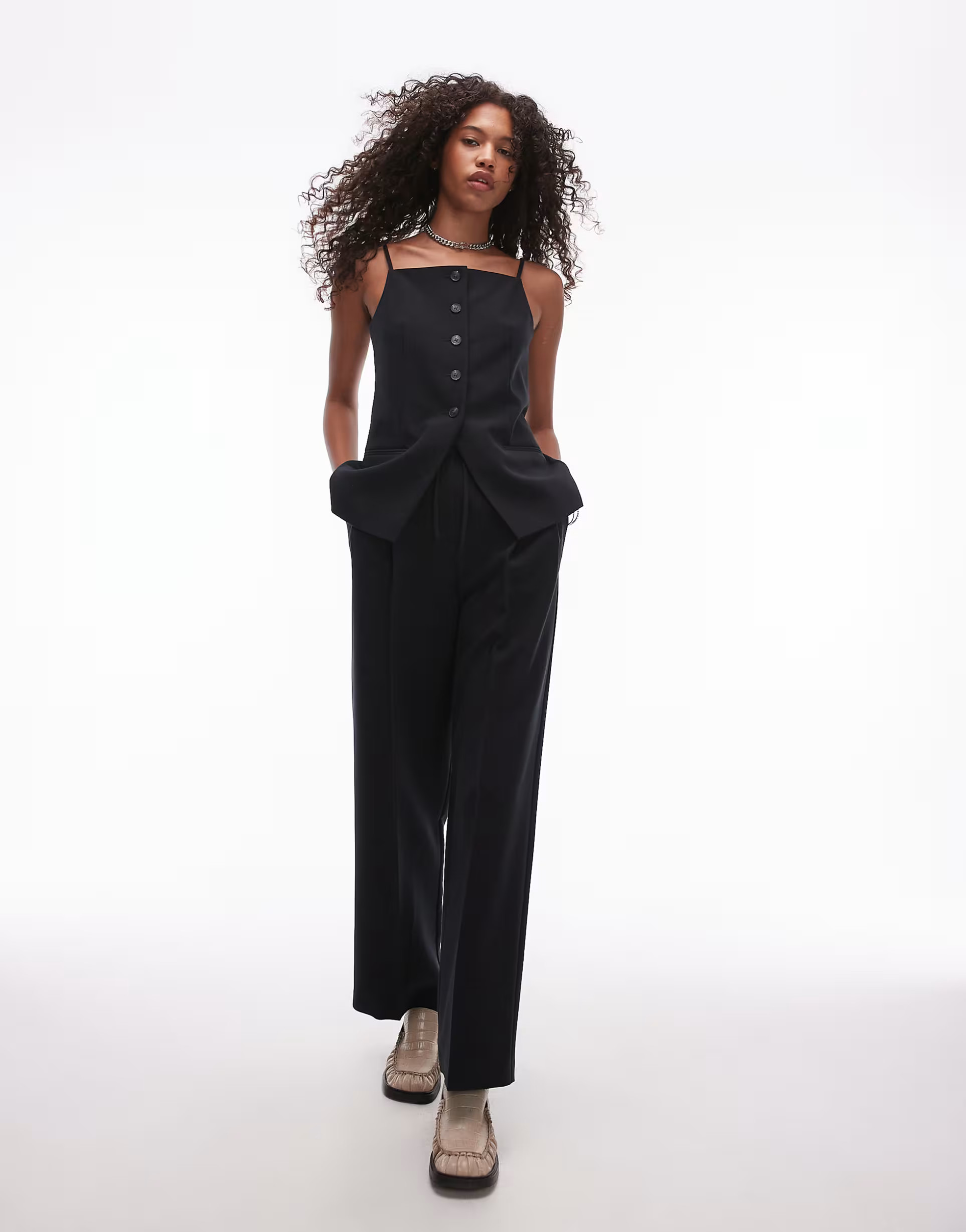 Topshop square neck waistcoat in black | ASOS (Global)