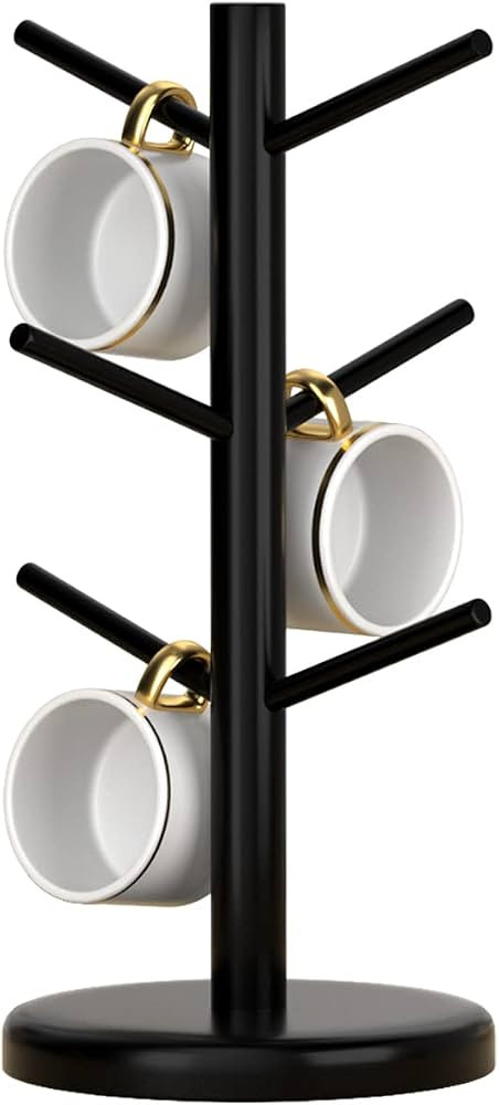 Dorhors Mug Holder Tree,Coffee Cup Holder with 6 Hooks, Wood Mug Rack for Counter,Coffee Bar Acce... | Amazon (US)