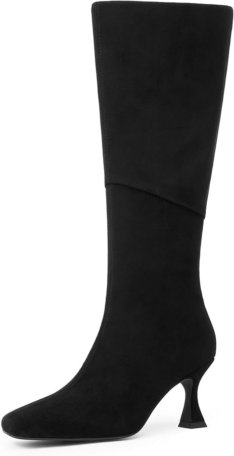 Modatope Knee High Boots Women Square Toe Tall Boots Kitten Heel Long Boots Side Zipper Dress Fas... | Amazon (US)