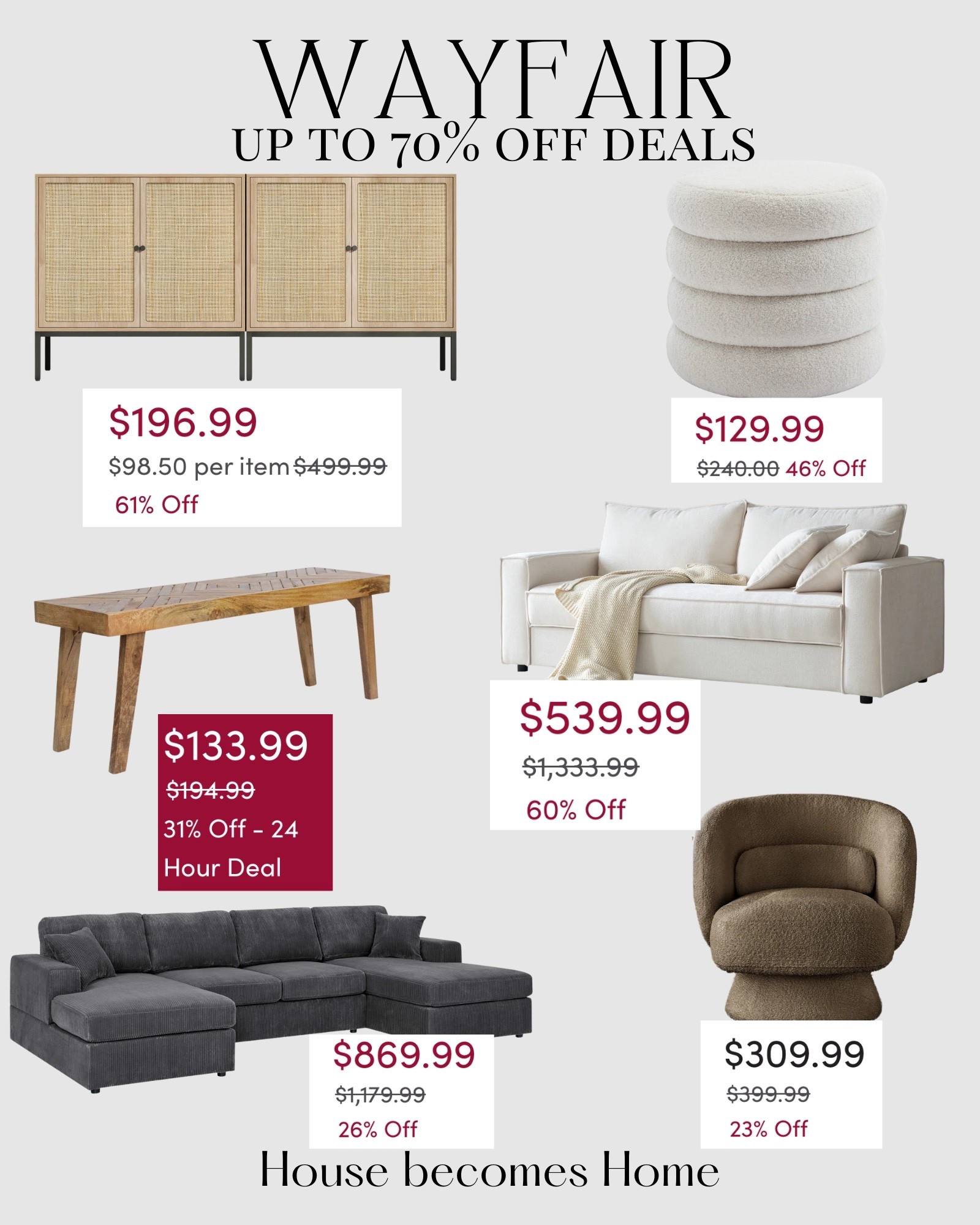 Wayfair deals. Up to 70% off! 

#LTKHome #LTKSeasonal #LTKSaleAlert