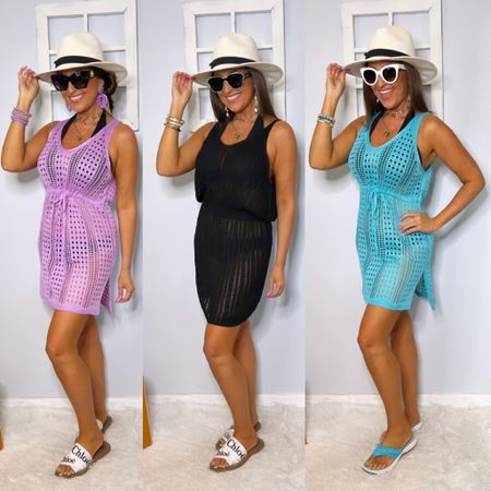 Crochet swim cover ups. All are size small.

The two colored ones are adjustable with a drawstring under the bust, all of them come in multiple colors. 

I am 5’3”, 118lbs, 30DDD, 27”, 38”. 

🌸𝐒𝐨𝐣𝐨𝐬 𝐒𝐮𝐧𝐠𝐥𝐚𝐬𝐬𝐞𝐬 𝟏𝟎% 𝐨𝐟𝐟 𝐜𝐨𝐝𝐞 (on Amazon): 𝐒𝐉𝐋𝐈𝐍𝐙𝟑𝟎𝐀⁣
*works on ALL Sojos glasses, enter at checkout on AMZ⁣

🌷𝐊𝐢𝐧𝐬𝐥𝐞𝐲 𝐀𝐫𝐦𝐞𝐥𝐥𝐞 Jewelry 20% off code (on LTK): 𝐋𝐈𝐍𝐙𝟑𝟎𝐀⁣            


Beach vacation outfit, beach hat, white pajama hat, sandals, summer fashion, summer outfit, spring outfit, spring fashion, black bikini, bathing suit 

#LTKSeasonal #LTKswim #LTKstyletip