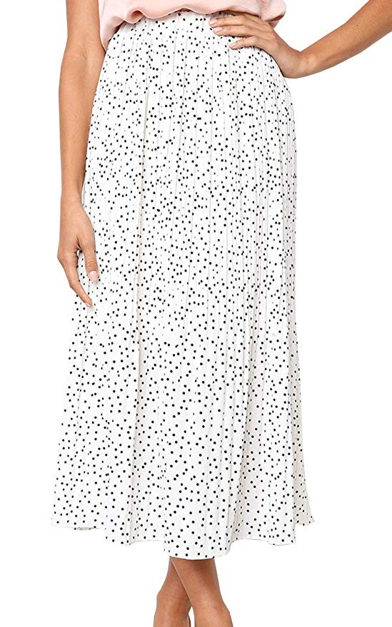 ECOWISH Womens Polka Dot Pockets Pleated Skirt Vintage Puffy Swing Casual Dress | Amazon (US)