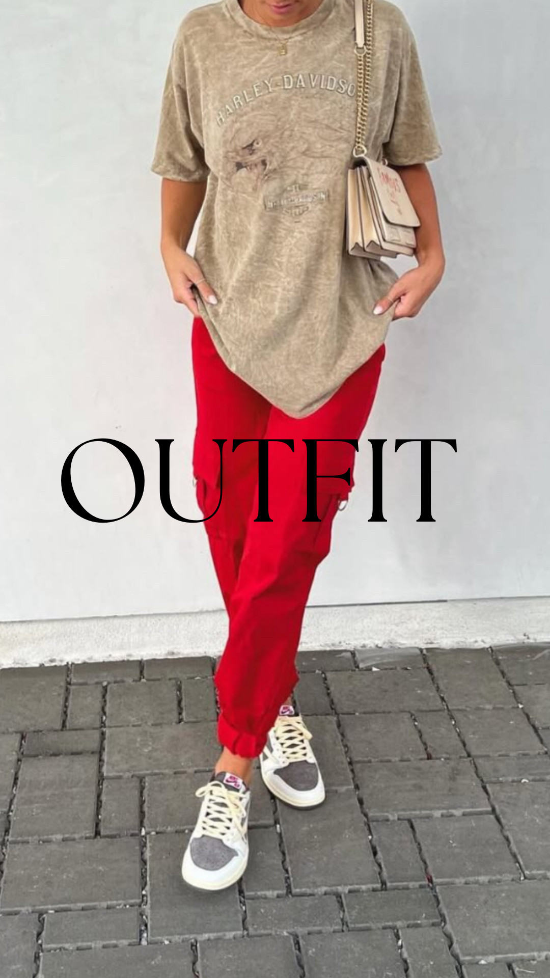 OUTFIT DETAILS!!!! 
-exact red cargo pants- I just cuffed the bottoms
-I thrifted this shirt so I linked one similar 
-shoes I got as a gift so I linked where they are available on here but could def find on stockx or goat
-purse is sold out on coach.com BUT is the Jean Michel Basquiat Klare Crossbody- postmark etc. 

 #LTKSeasonal #LTKBeauty #LTKItBag