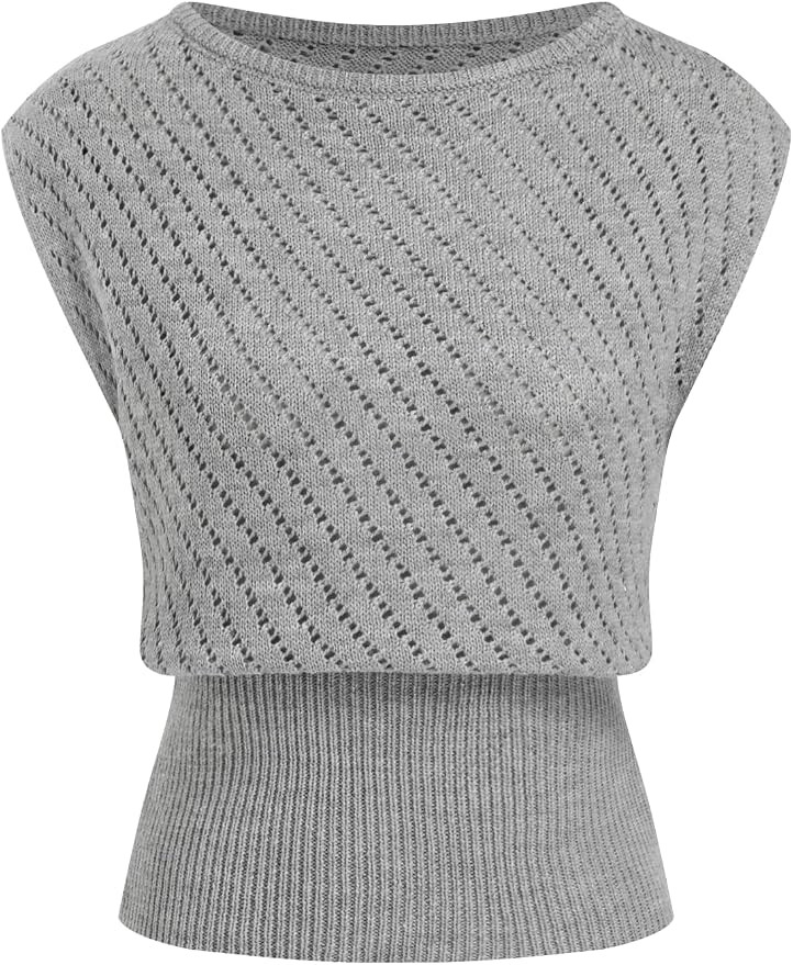 CIDER Summer Short Sleeve Crop Sweater Vest for Women Boat Neck Ribbed Knit Cut Out Tops Going Ou... | Amazon (US)