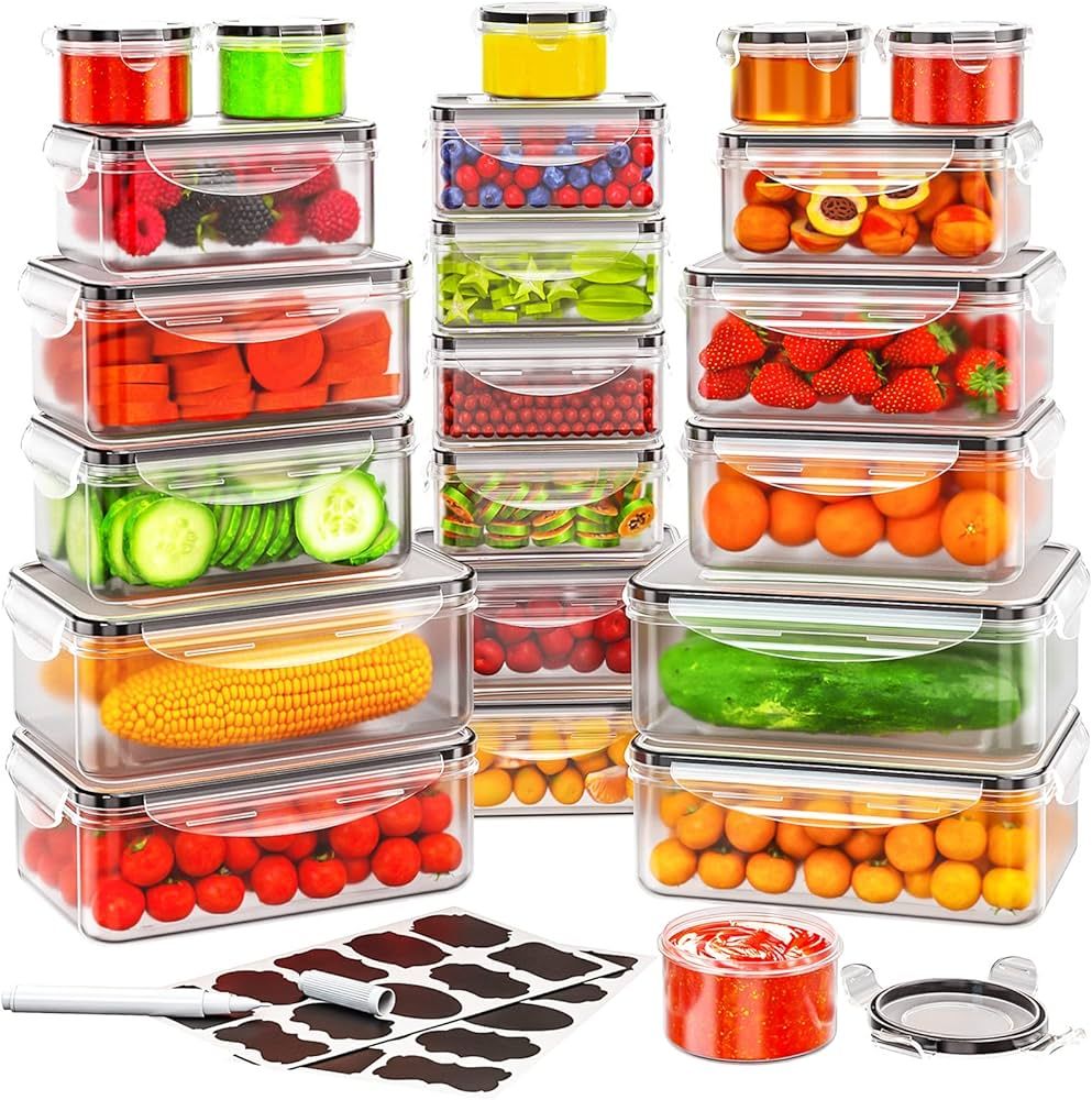 44 PCS Food Storage Container with Lid (22 Lids & 22 Containers) - Airtight Leakproof Plastic Kit... | Amazon (US)