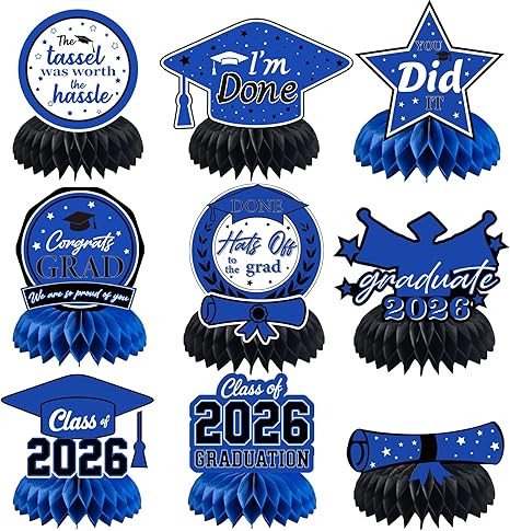 Graduation Decorations 2026 - Blue Graduation Honeycomb for Table Centerpiece | Graduation Party ... | Amazon (US)