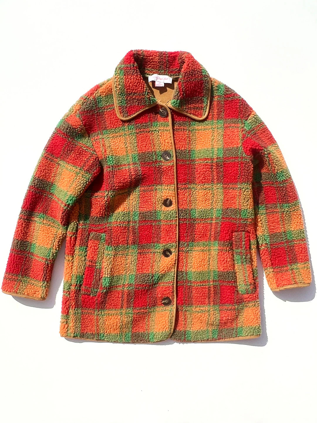 Jesse Sherpa Jacket - Orange Plaid | Lisa Says Gah