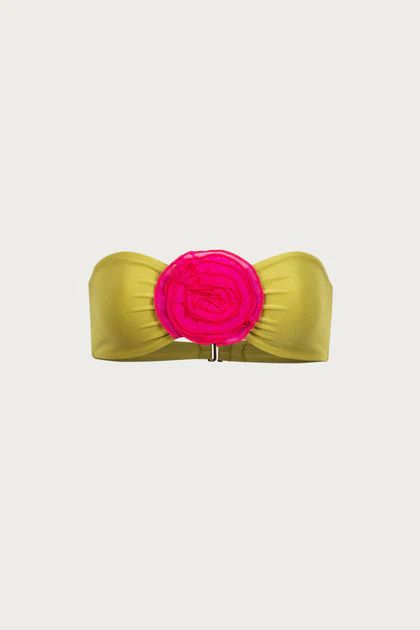 Rose Bandeau Top (Green/Fuchsia) | SAME