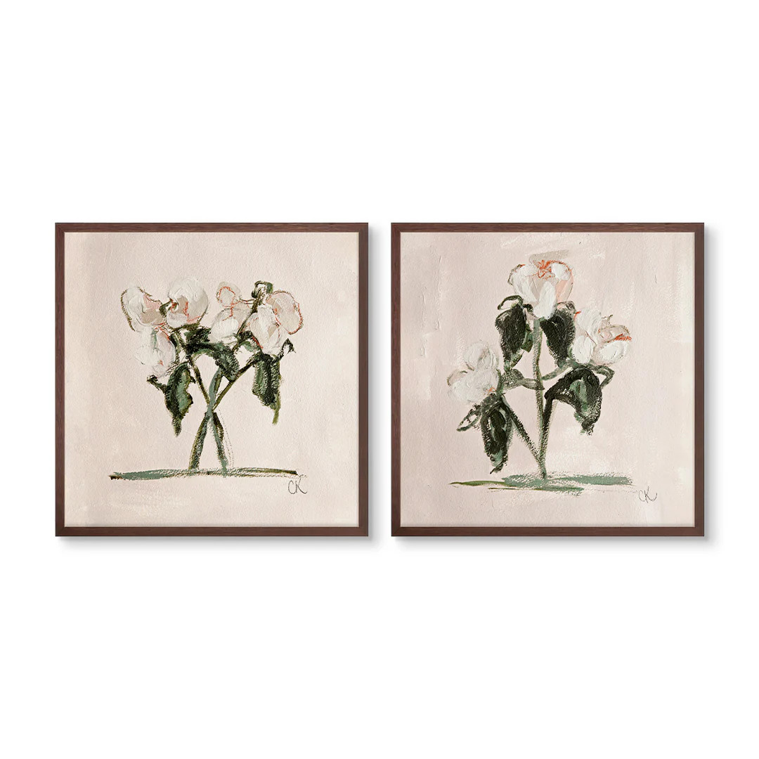 Pink Botanical Square Pair by Cady Karras Art Prints | Urban Garden Prints